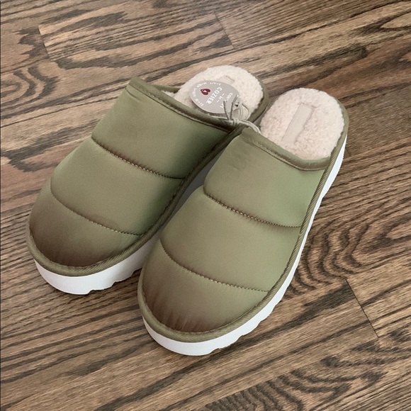 Anthropologie Maeve Green Puffy Platform Slippers - Picture 2 of 9